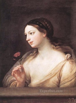 Guido Reni Painting - Girl with a Rose Baroque Guido Reni